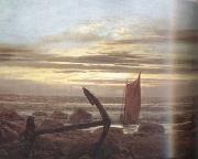 Caspar David Friedrich Moonlit Night with Boats on the Baltic Sea (mk10) painting